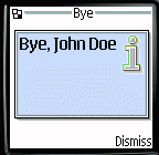 MIDP screenshot 3: Alert with name